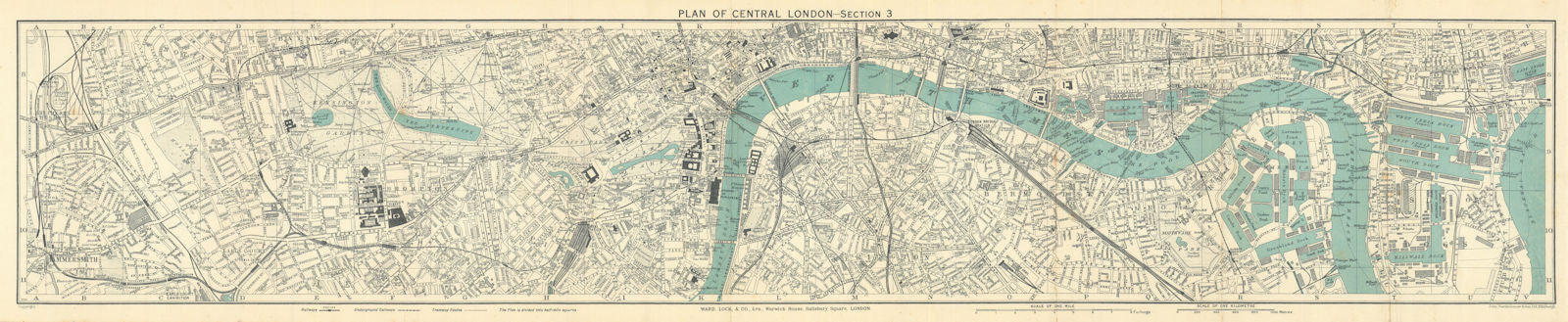 CENTRAL LONDON-SECTION 3 vintage town/city plan. London. WARD LOCK 1937 map